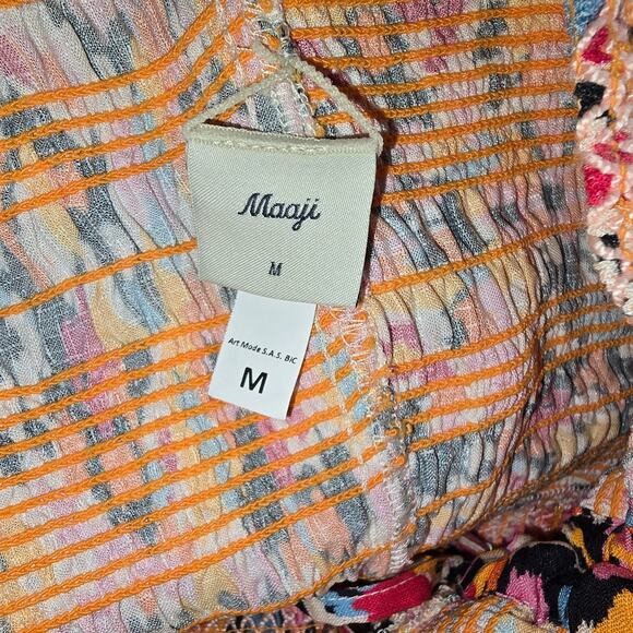 Maaji Prism Cat Marta Short Dress Smocked Mini 4 in 1 Wear Cut Out Tassels M NEW - Picture 10 of 16